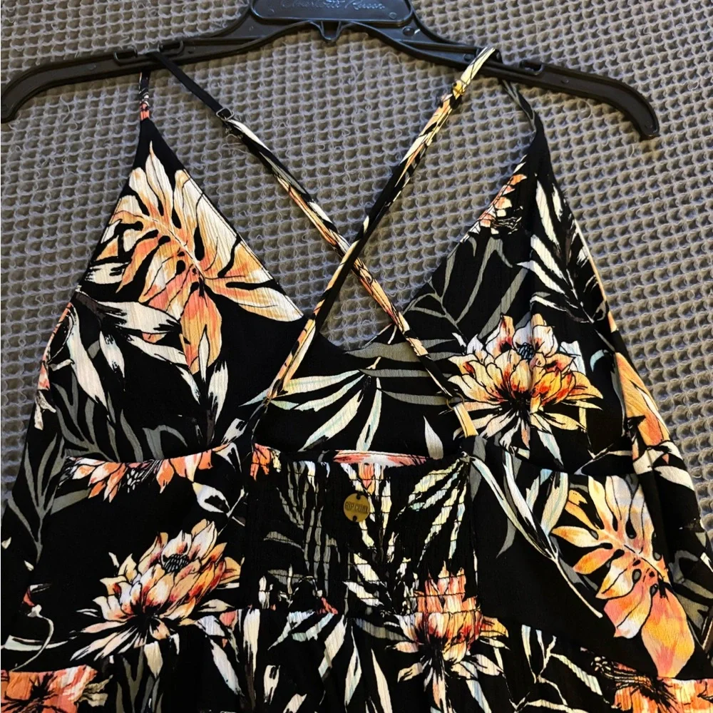Rip Curl Black Dress with Orange and White Floral Design - Picture 4 of 6